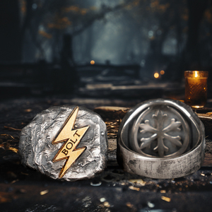 925 Sterling Silver Hip Hop <strong>Zeus</strong> <strong>Lightning</strong> Rings Viking Fashion High Quality Men's Vintage Wedding Jewelry Couple Set - Product Image 5