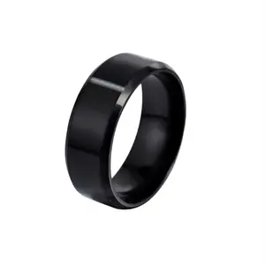 Cheap Wholesale Men Stainless Steel Ring Fashion Simple 8mm Titanium Silver Blue Gold Black 316l Stainless Steel Rings