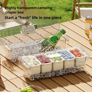 Plateau de service transparent pour condiments et fruits, en PET, <span class=keywords><strong>avec</strong></span> 5 compartiments amovibles, pour une fraîcheur optimale - Product Image 2