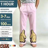 Pantalon de jogging décontracté rose à jambe large pour homme, avec cordon de serrage, imprimé numérique, poches en coton, anti-plis