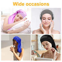 Bonnet de nuit en satin de soie extra large avec logo personnalisé, bande élastique, bonnet de nuit en soie pour femmes, cheveux longs bouclés, tresses