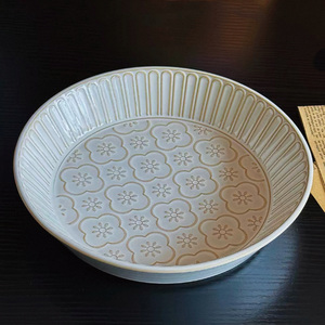 Plato Ovalado de Cerámica de 12 Pulgadas con Diseño Vintage en Relieve de <span class=keywords><strong>Malus</strong></span> <span class=keywords><strong>Spectabilis</strong></span> para Ensalada, Pasta, Sopa y Postre, Vajilla Floral Elegante para el Hogar - Product Image 2
