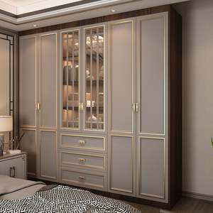 Muebles de dormitorio de diseño moderno Armario de madera portátil y ajustable con puerta de madera maciza para uso doméstico - Product Image 1
