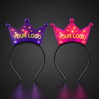 Mahkota LED Logo Kustom dengan 3 LED, Ikat Kepala Bercahaya untuk Pesta, Anti Selip dengan Sisir, Grosir Perlengkapan Pesta OEM