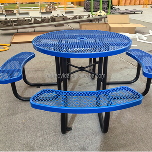 आउटडोर पार्क नगर निगम के साथ थर्माप्लास्टिक स्टील वाणिज्यिक पिकनिक टेबल बेंच बाहर आँगन धातु दौर भोजन पिकनिक टेबल चा - Product Image 3