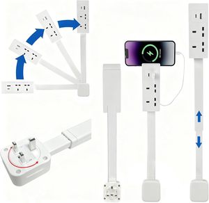 UK Standard Outlet Electrical Outlet Extender Stick USB-A USB-C and 2 AC Outlets Extends 17"-27" Rotates 180° Power <b>Socket</b> - Product Image 1