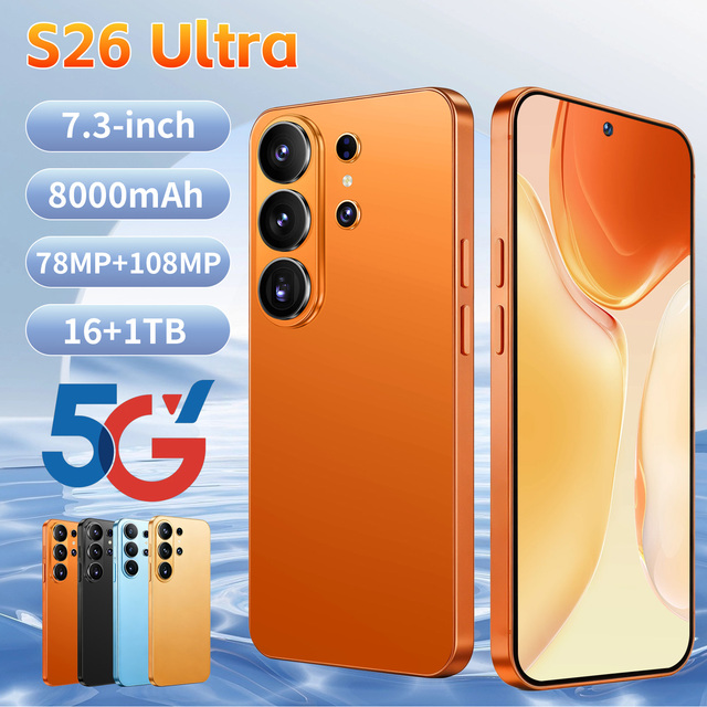 S26Ultra 10-Core 5G Smartphones Phone 7.3 Inch Large Screen 16GB+1TB 5G Global Unlocked Cellphone 8000mAh Long Battery Life