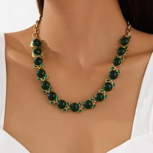 Collar <span class=keywords><strong>de</strong></span> Aleación Electrochapada Verde <span class=keywords><strong>de</strong></span> <span class=keywords><strong>Segunda</strong></span> <span class=keywords><strong>Mano</strong></span> para Mujer, Cadena <span class=keywords><strong>de</strong></span> Clavícula Elegante y Exquisita <span class=keywords><strong>de</strong></span> Alta Gama Estilo Europeo Americano Transfronterizo - Product Image 3