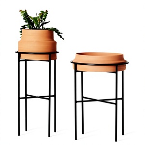 Soporte de Hierro Moderno para Macetas, Recubrimiento en Polvo, Decoración Interior para el Hogar, Diseño Minimalista, Forma de Cono Marrón - Product Image 2