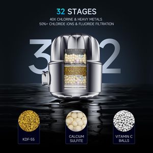 32 giai đoạn phòng tắm vòi sen đầu lọc dễ dàng nhanh chóng cài đặt nước cứng Clo <span class=keywords><strong>Fluoride</strong></span> hóa chất loại bỏ với KDF - Product Image 5