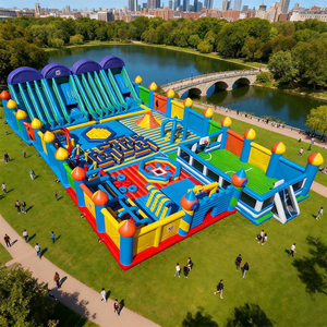 Grand parc d'attractions gonflable géant en PVC, parcours d'obstacles extérieur, aire de jeux, château gonflable pour événements commerciaux - Product Image 1