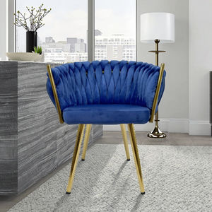 Chaise de Salle à Manger Tissée Bleue en Velours pour Terrasse ou Café, Chaise Longue <span class=keywords><strong>Madame</strong></span> - Product Image 1