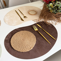 Nouvelle Nappe Décorative 2026 en Simili Cuir Velours Effet Noyer avec Plateau Isotherme Double Face pour la Maison