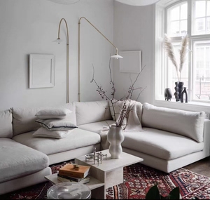 Sofá Esquinero de Tela en Color Blanco Crema, Diseño Nórdico Minimalista para Salas de Estar Pequeñas y Grandes - Product Image 4