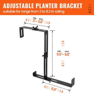 Soporte de ventana Db de acero ajustable para macetas, cestas colgantes de flores, rectangular, con recubrimiento en polvo - Product Image 3