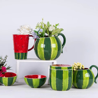 Vente en gros service de table melon d'eau simplicité créative peinte à la main vente chaude assiette en céramique de fruits