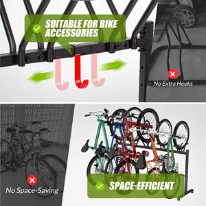 Nouveau support de vélo de stockage pour VTT, route, vélos pour enfants, support de stationnement de vélo réglable avec crochet pour garage, support de sol de vélos - Product Image 4