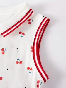 Vestito Polo Casual da <span class=keywords><strong>Bambina</strong></span> con Stampa Ciliegie, 100% Cotone, Senza Maniche, Orlo con Volant, Lunghezza al Ginocchio, Estivo, Disponibile all'Ingrosso - Product Image 6