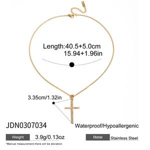 Mode Pendentif Collier Classique 18k En Acier Inoxydable Blanc Zircon Croix Pendentif Collier pour Femmes - Product Image 6