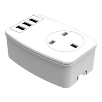 Adaptador de Viaje Vastfafa con Enchufe de Pared de 1 Vía, Múltiples Tipos de Enchufes, 3 Puertos USB A, Mini Puertos USB, Cargador Rápido, 100-250V, Conexión a Tierra Estándar