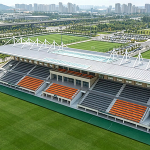 Estructura <span class=keywords><strong>de</strong></span> Acero, Estructura Metálica para Estadio <span class=keywords><strong>de</strong></span> Fútbol, Techo Prefabricado para Tribunas, Diseño Personalizado OEM - Product Image 1