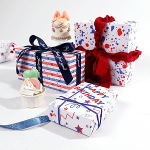 Red Blue Disposable Silicone Virgin Coated Gift Wrapping <b>Paper</b> Bold Festive Birthday - Product Image 1