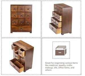 Catalogue de cartes de bibliothèque bois <span class=keywords><strong>petite</strong></span> armoire de curiosité rétro organisateur de rangement apothicaire <span class=keywords><strong>tiroir</strong></span> commode fil pièce étagère de cartes à collectionner - Product Image 6