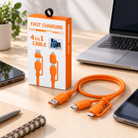 Nouveau câble USB Type-C 4-en-1 240W pour iPhone et Android, charge rapide 5A, gaine en nylon, 1,2 m