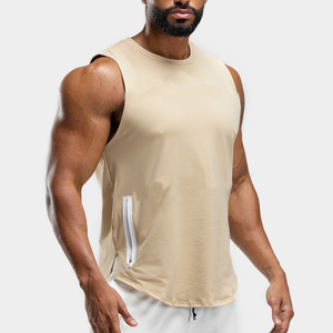 Thoải Mái Mềm Mại Cotton Polyester Side Split Trang Bị Mens Trọng Lượng Nhẹ Đào Tạo Workout Tank Top - Product Image 1