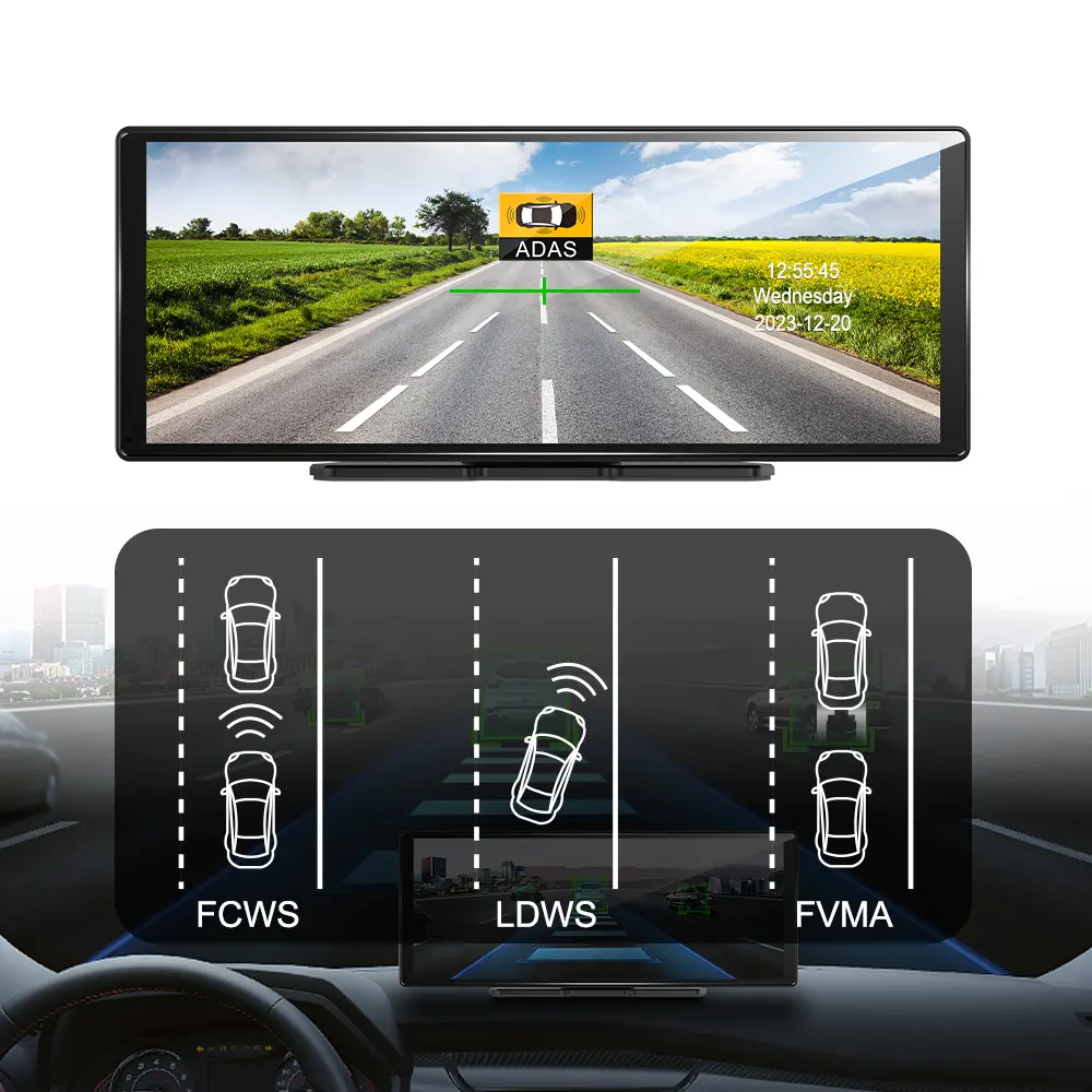 11.30" Wireless Carplay 4K GPS Track Playback Multi-UI ADAS CarPlay GPS Navigation Dual Record DVR