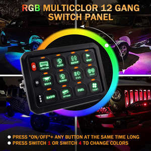 12V RGB ワイヤレス 12 ギャング スイッチ パネル リレー ボックス、ストロボ パルス モードと RV/マリン/ボート用の 5 段階の明るさ調整機能付き - Product Image 5