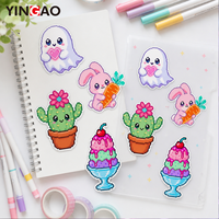 Autocollants découpés Yingao, autocollants pixel kawaii, autocollants mignons de dessins animés, robot, chat, lapin, vinyle imperméable pour ordinateur portable, téléphone, journal, papeterie