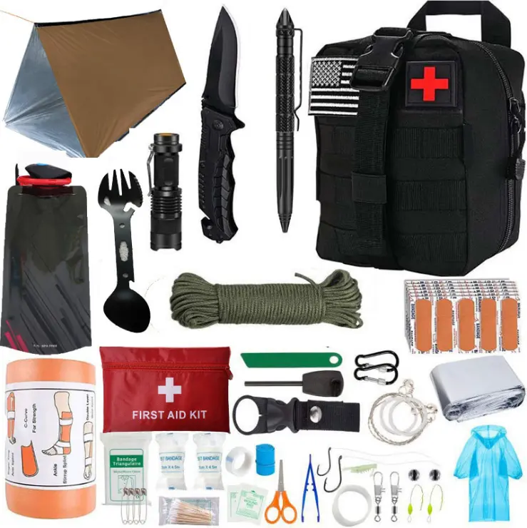 Outdoor Tent Camping Survival Kit, Voertuig Wildernis Nood Redding Tactiek Veld Uitrusting Doos