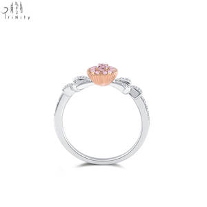 Bague de luxe haut de gamme en or massif blanc avec diamant rose fantaisie, cadeau de mariage de Hong Kong, idéale pour la Saint-Valentin - Product Image 4