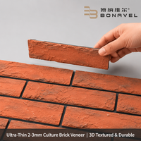 Revêtement mural en briques de culture flexibles ultra-minces, texture 3D, couleur orange brûlé, pour revêtement de façade extérieur et intérieur, usine OEM