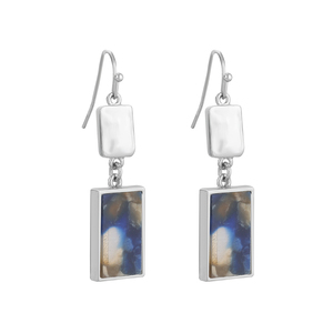 Thời trang nhiều màu hình học hình chữ nhật Acrylic đất sét Mặt dây chuyền Stud dangle Bông tai cho phụ nữ - Product Image 2