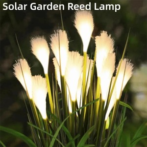 Lámpara Solar para Jardín, Simulación de Flor de Bulrush, Lámpara de Fibra Óptica, Impermeable, para Exteriores, Iluminación de Caminos - Product Image 1