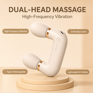 Pistolet de massage sans fil à double tête en U, moteur sans balais, 12 vitesses, batterie 2500 mAh pour la relaxation des muscles du cou et du dos - Product Image 2