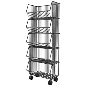 Multi Tiered Metal <b>Storage</b> <b>Cart</b> 5 Tier Stackable With Wheels For Kitchen Countertop Organization - Product Image 5