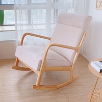 Fauteuil à bascule en bois massif de style nordique moderne YEZHULIN - Fauteuil de salon pour la maison, la chambre et l'hôtel