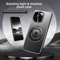 Coque de téléphone rigide Shadow Matte pour iPhone 16 ProMax 15 avec support métallique rotatif, antichoc, anti-rayures, anti-traces de doigts