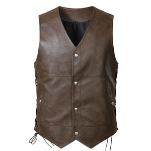 Chaleco de Cuero Personalizado para Hombre, Informal, de Invierno, 100% Cuero de Alta Calidad, Transpirable, de Secado Rápido, con Cuello Alto y Bolsillos - Product Image 1