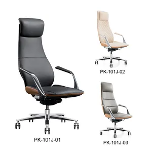 Luxury Hotel Furniture Genuine Leather Office Chair High Back With Lumbar Support