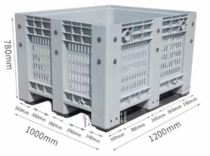 Hộp nhựa <span class=keywords><strong>Pallet</strong></span> Lớn số lượng lớn <span class=keywords><strong>container</strong></span> 1200x1000 x780 mm mở boong bốn cách hộp <span class=keywords><strong>Pallet</strong></span> Nhựa Có Nắp Đậy - Product Image 2