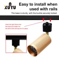 Boîtier de projecteur sur rail européen moleté, orientable 350° horizontalement et 90° verticalement, douille GU10 MR16, coque en aluminium pour ampoule