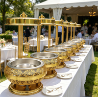 Neuer Restaurant-Speisenwärmer für Catering und Hochzeiten, 9L Chafing Dish aus Edelstahl, Goldener Hängender Buffet-Speisenwärmer für Gastronomie