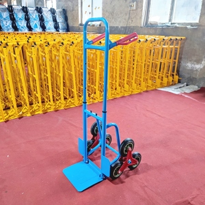 휴대용 헤비 듀티 산업용 6 륜 접이식 트럭 카트 150kg 적재 용량 고무 핸드 트롤리 계단 등반 기능 OEM - Product Image 1