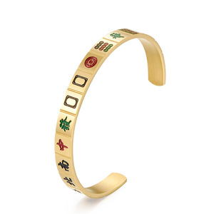 Pulsera de Mahjong Estilo Chino, Aleación de Zinc, Unisex, Joyería de Regalo, Diseño de los Trece Orfanes, Diseño de Traje Puro - Product Image 5