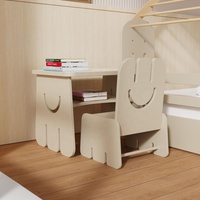 Ensemble de bureau et chaise pour enfants en forme de smiley mignon, pour la salle d'étude, la salle de jeux, la chambre à coucher, facile à nettoyer, design durable et léger
