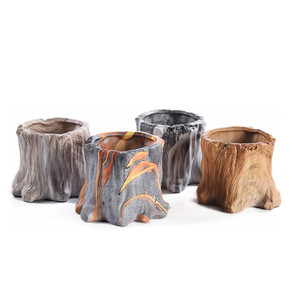 Vasi da <span class=keywords><strong>fiori</strong></span> in ceramica per interni Vasi da 4.35 pollici succulenti per fioriera piccoli vasi in ceramica per <span class=keywords><strong>Cactus</strong></span> Set 4 Pack albero ceppo succulento - Product Image 1